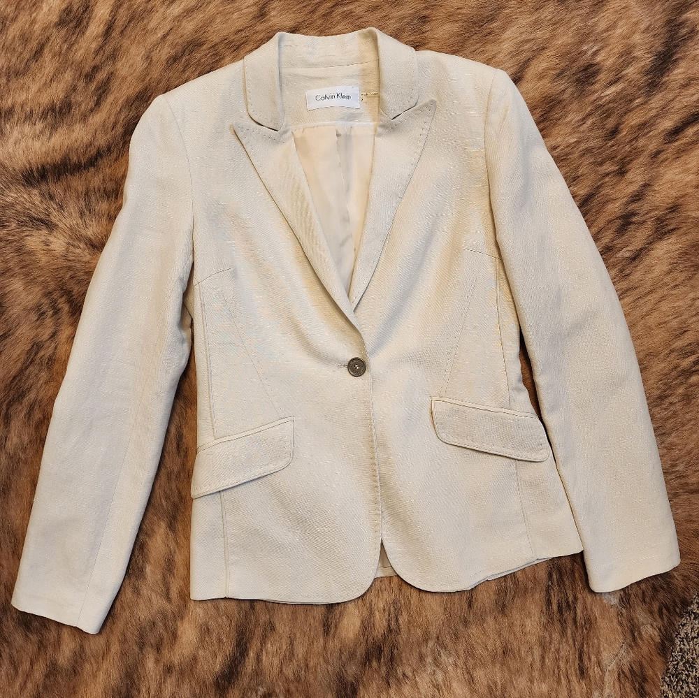 Linen Blend Blazer by Calvin Klein, sz 2